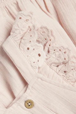Baby woven dungaree shorts with lace