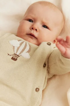 Baby yellow fine-knit cardigan