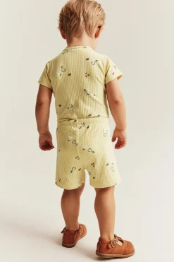 Baby yellow ribbed 2-piece set