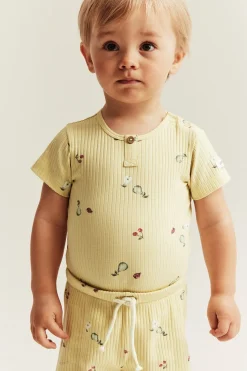 Baby yellow ribbed 2-piece set