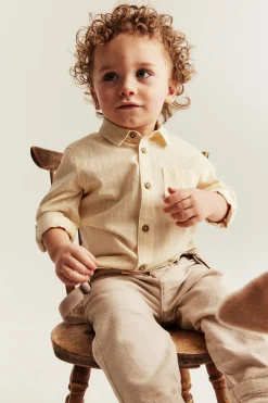 Baby yellow woven shirt with collar