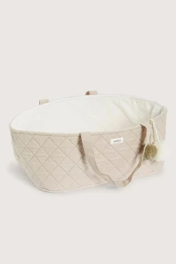 Beige quilted doll basket