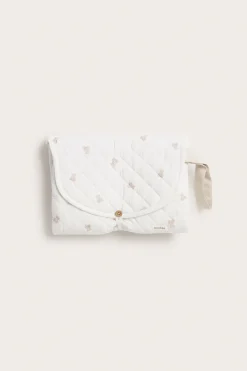 Foldable white changing mat with teddy bears