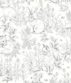 Forest Friends white wallpaper
