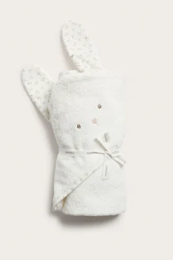 Hooded terry rabbit bath towel