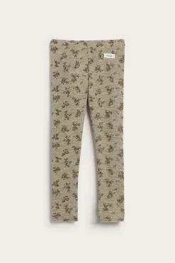 Kids beige floral merino wool leggings