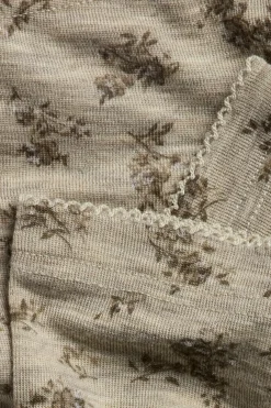 Kids beige floral merino wool leggings