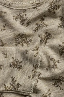 Kids beige floral merino wool top