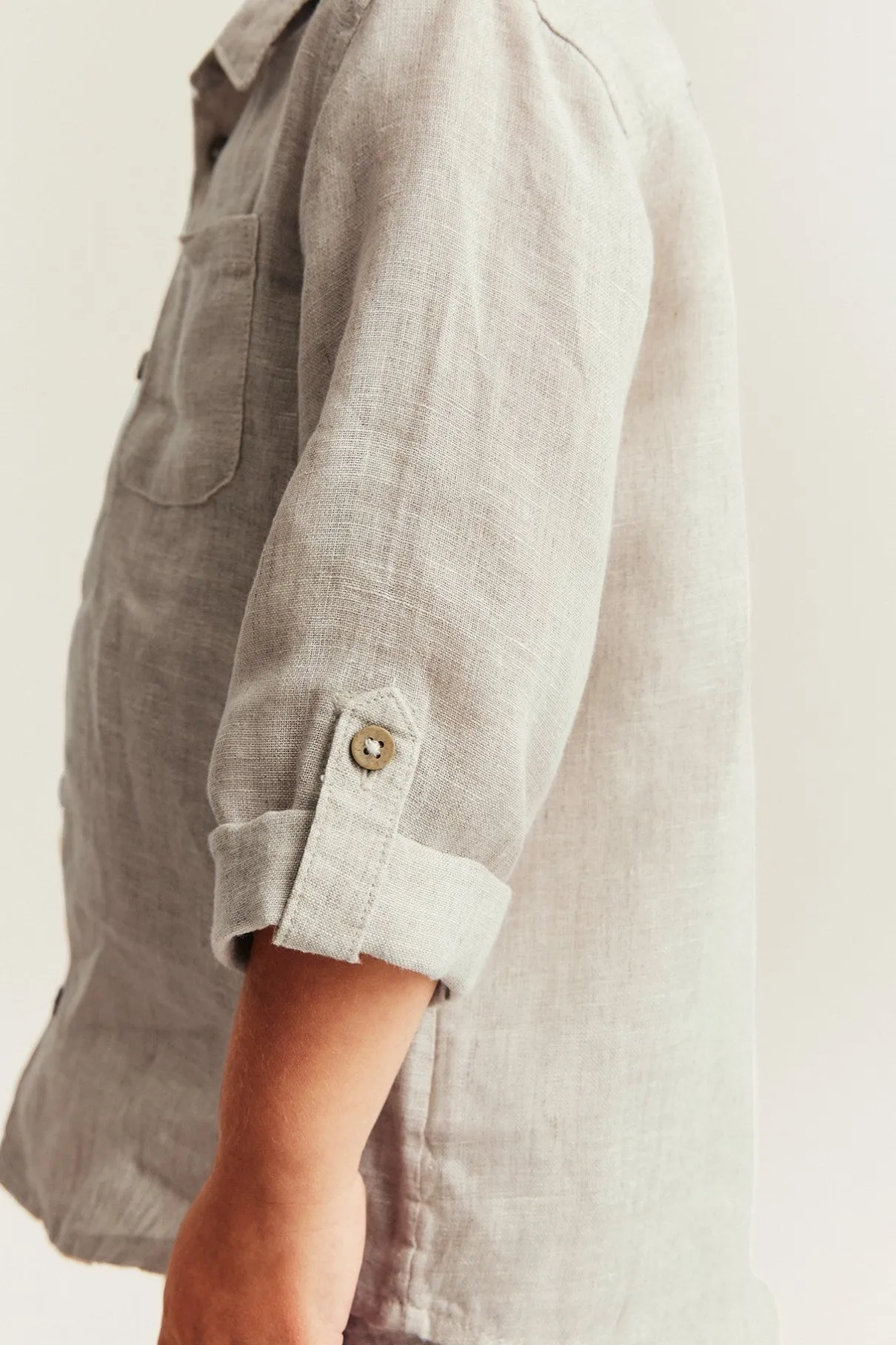 Kids beige linen shirt with collar