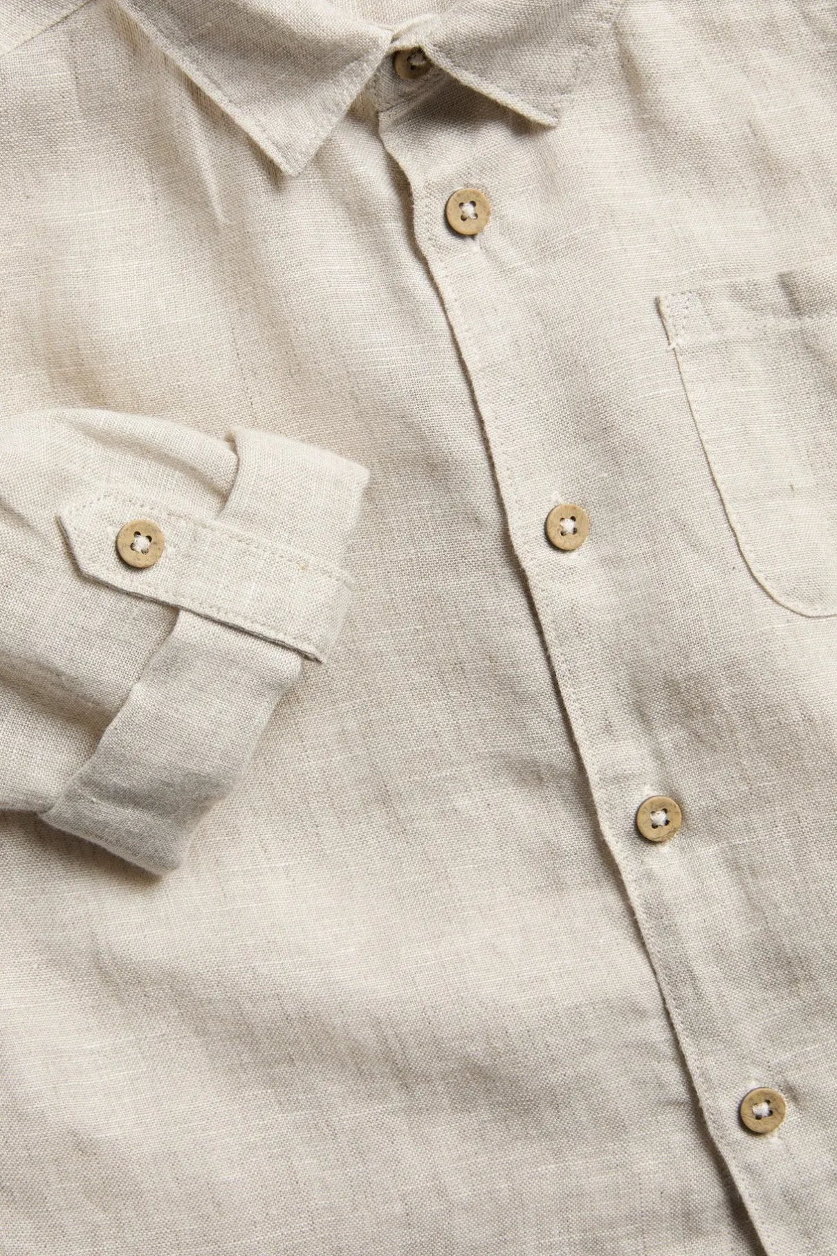 Kids beige linen shirt with collar