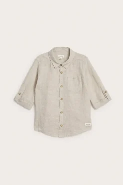 Kids beige linen shirt with collar