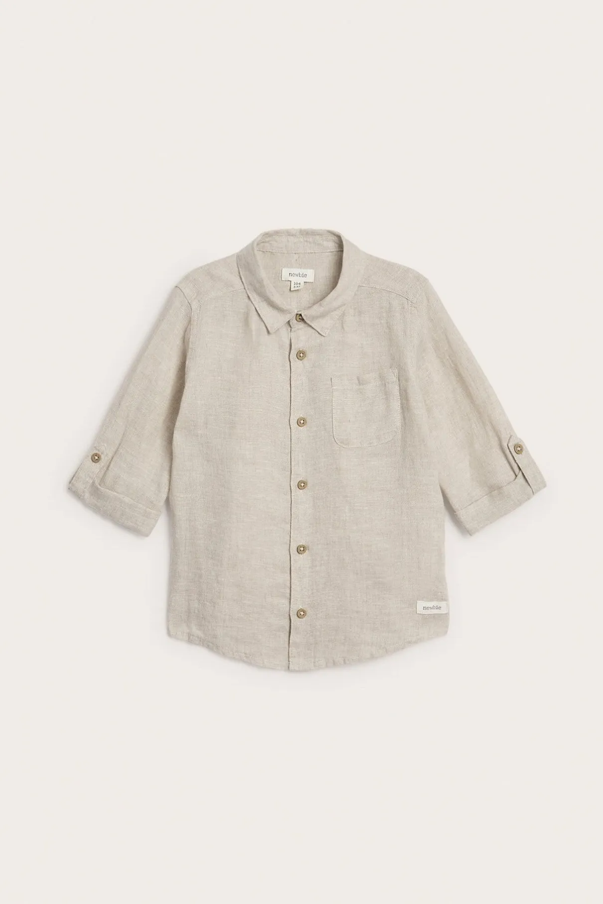 Kids beige linen shirt with collar