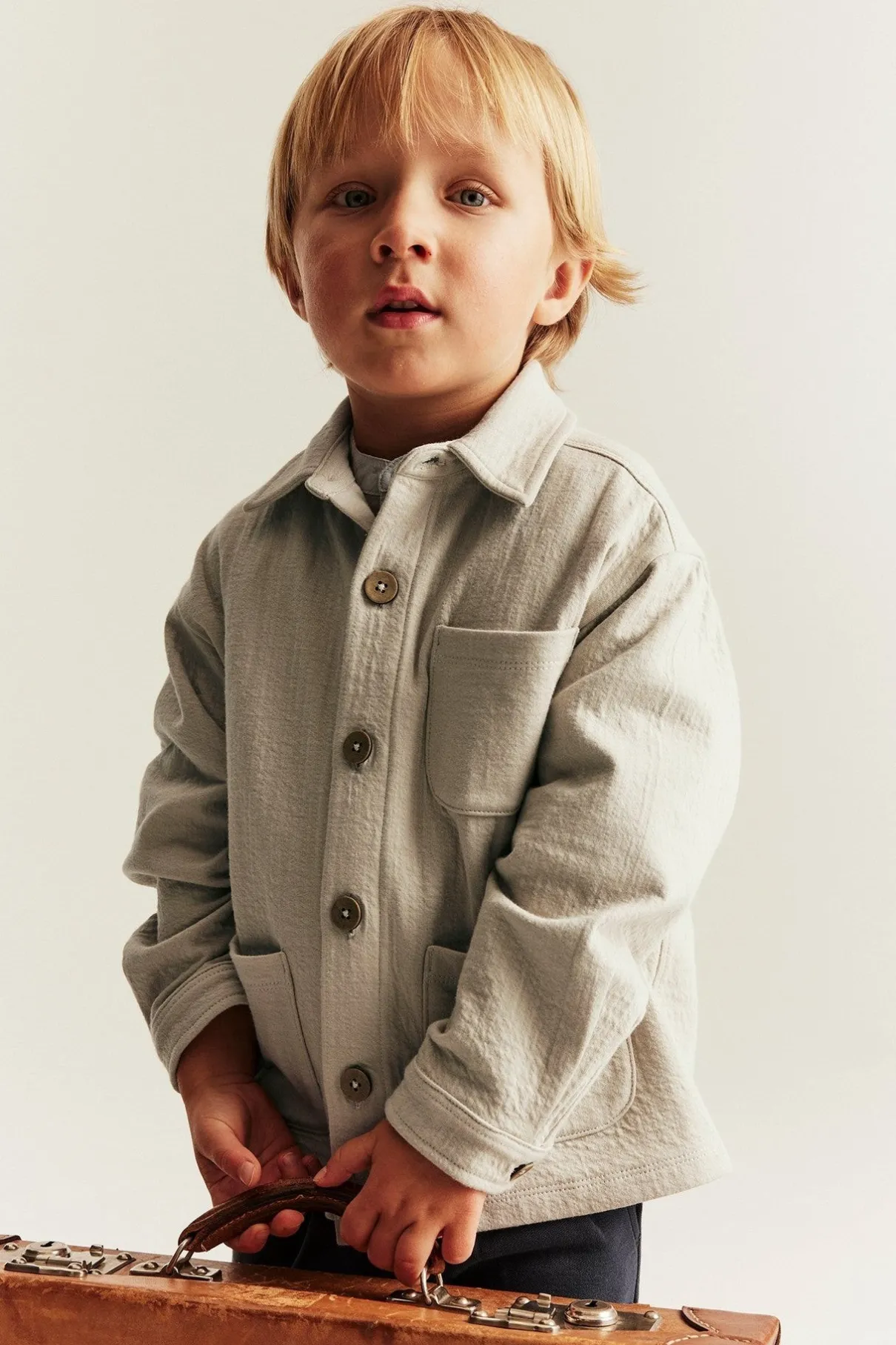 Kids beige overshirt with collar