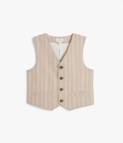 Kids beige striped suit vest