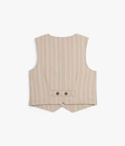 Kids beige striped suit vest