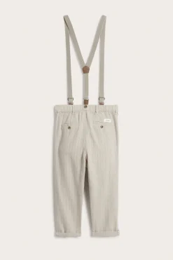 Kids' beige trousers with suspenders