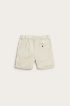 Kids beige woven shorts with pockets