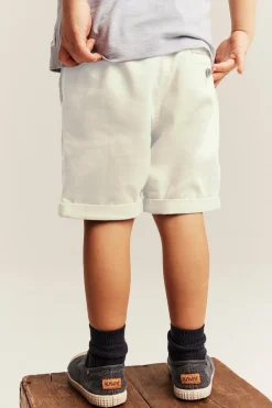 Kids beige woven shorts with pockets