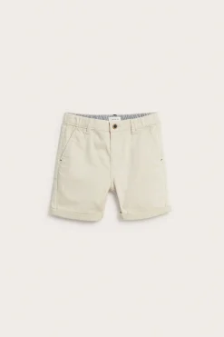 Kids beige woven shorts with pockets