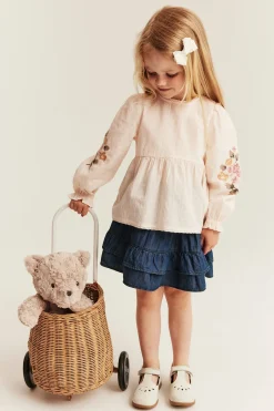 Kids blouse with floral embroidery