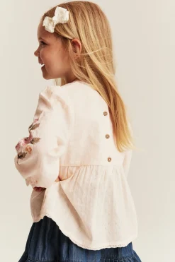 Kids blouse with floral embroidery
