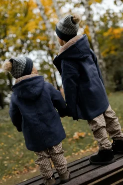 Kids' blue coat with detachable hood