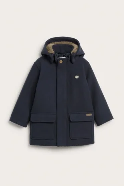 Kids' blue coat with detachable hood