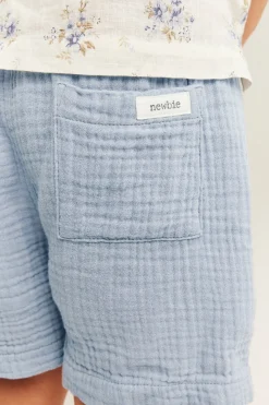 Kids blue muslin shorts
