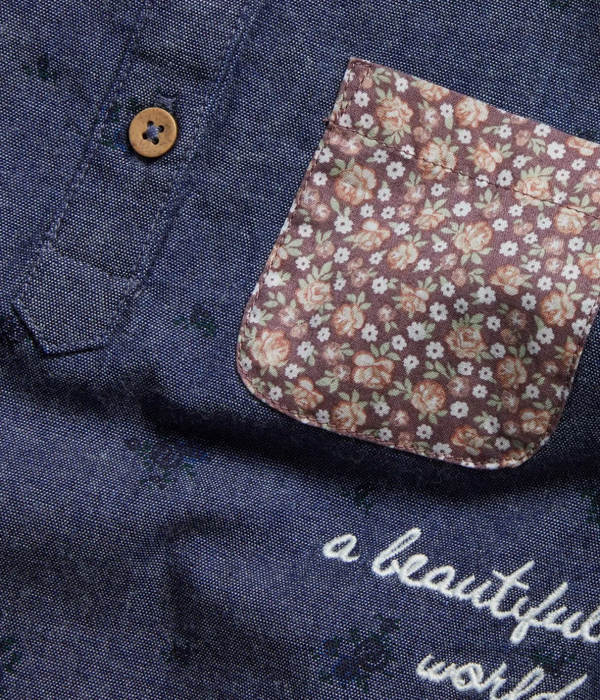 Kids blue shirt with embroidery