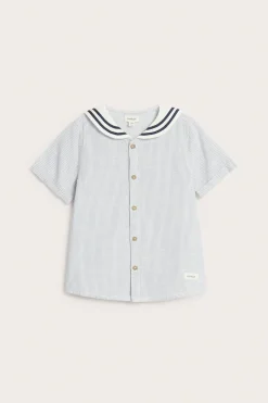 Kids blue shirt with sailor collar