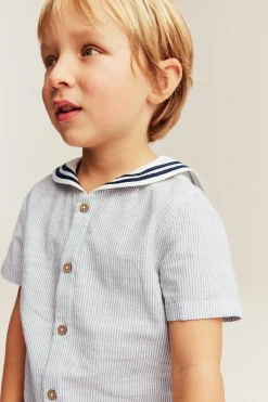 Kids blue shirt with sailor collar