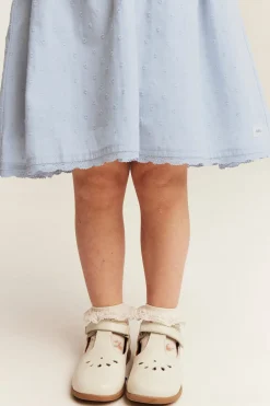Kids blue short-sleeve frilled dress