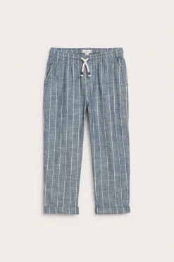 Kids blue striped drawstring trousers