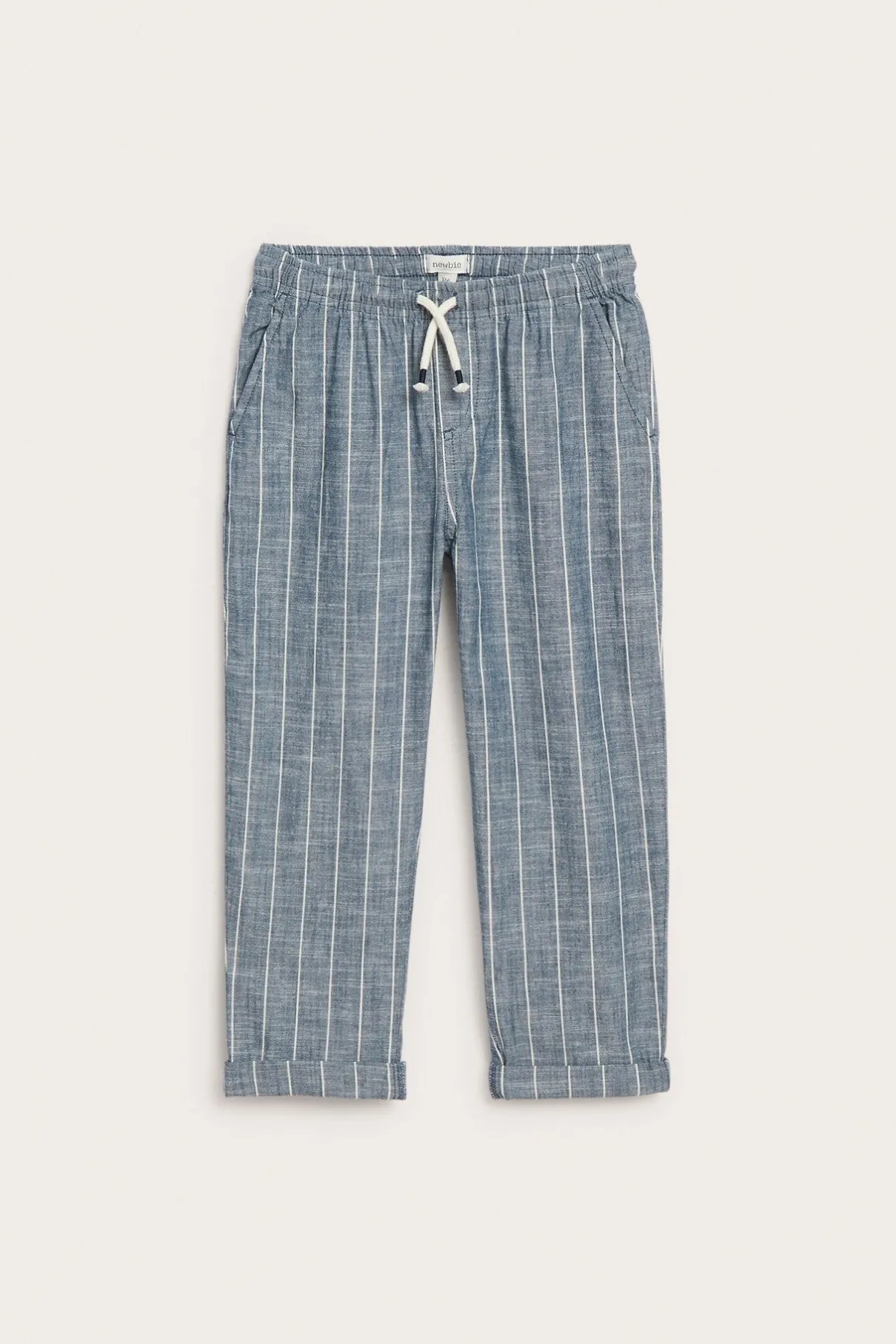 Kids blue striped drawstring trousers