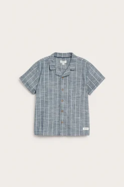Kids blue striped woven shirt