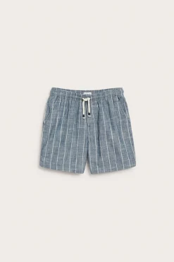 Kids blue striped woven shorts