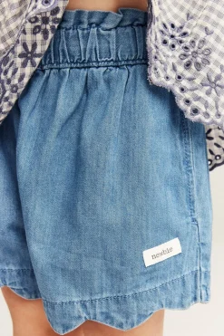 Kids blue woven denim shorts