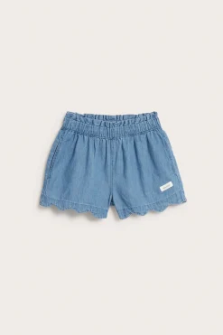 Kids blue woven denim shorts