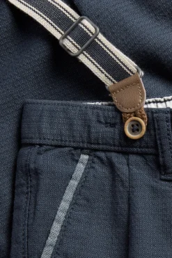 Kids blue woven trousers with suspenders