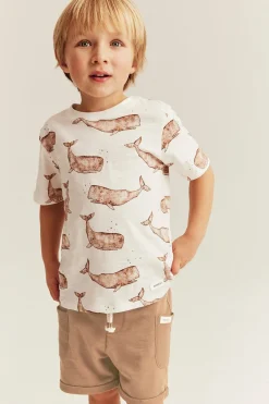 Kids brown slub tricot shorts