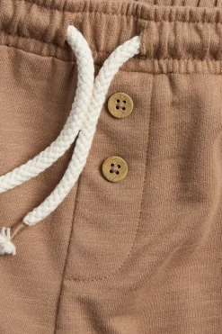 Kids brown slub tricot shorts