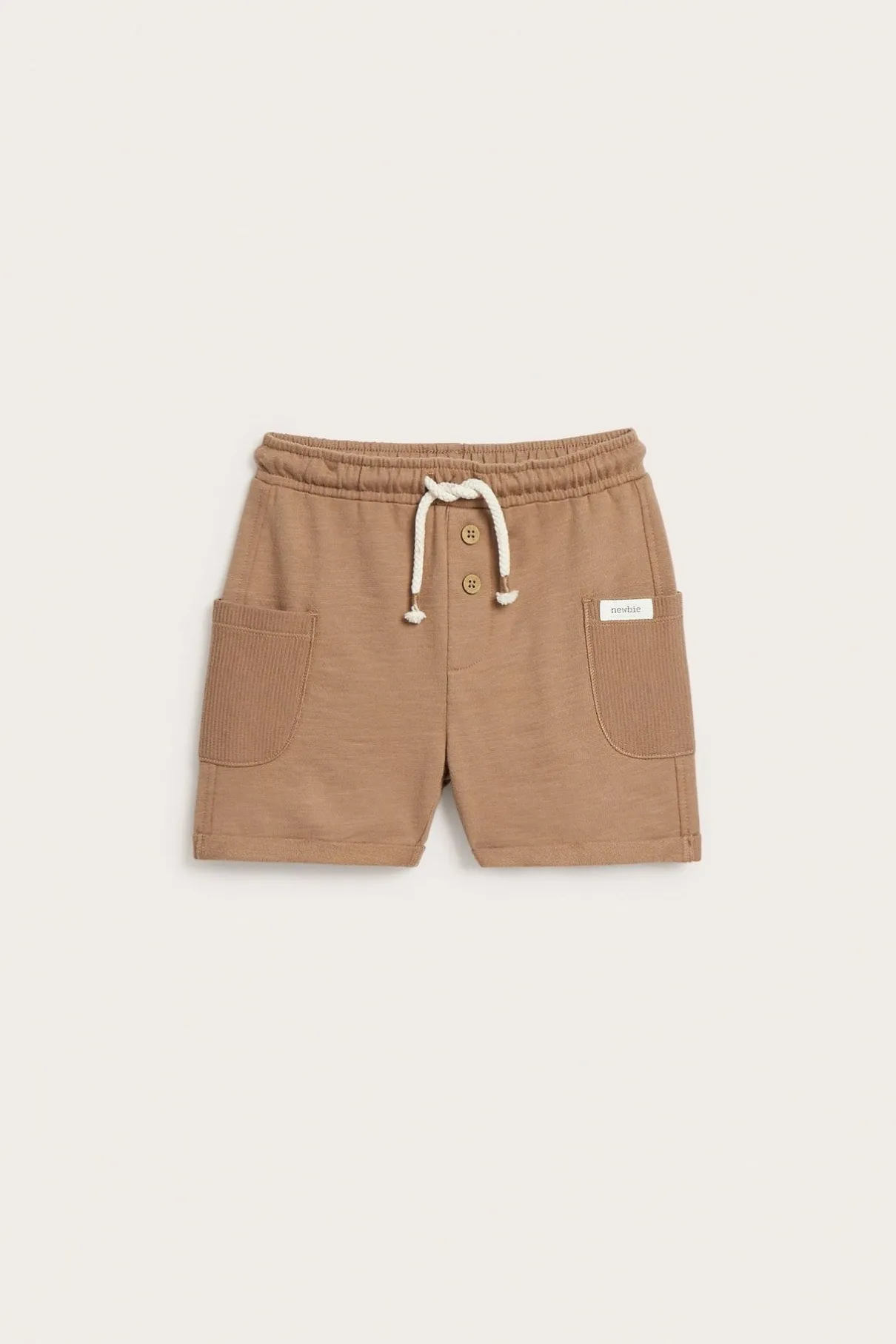 Kids brown slub tricot shorts