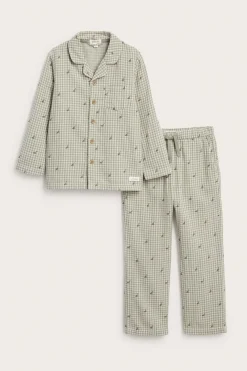 Kids checked pyjama with dinosaurs
