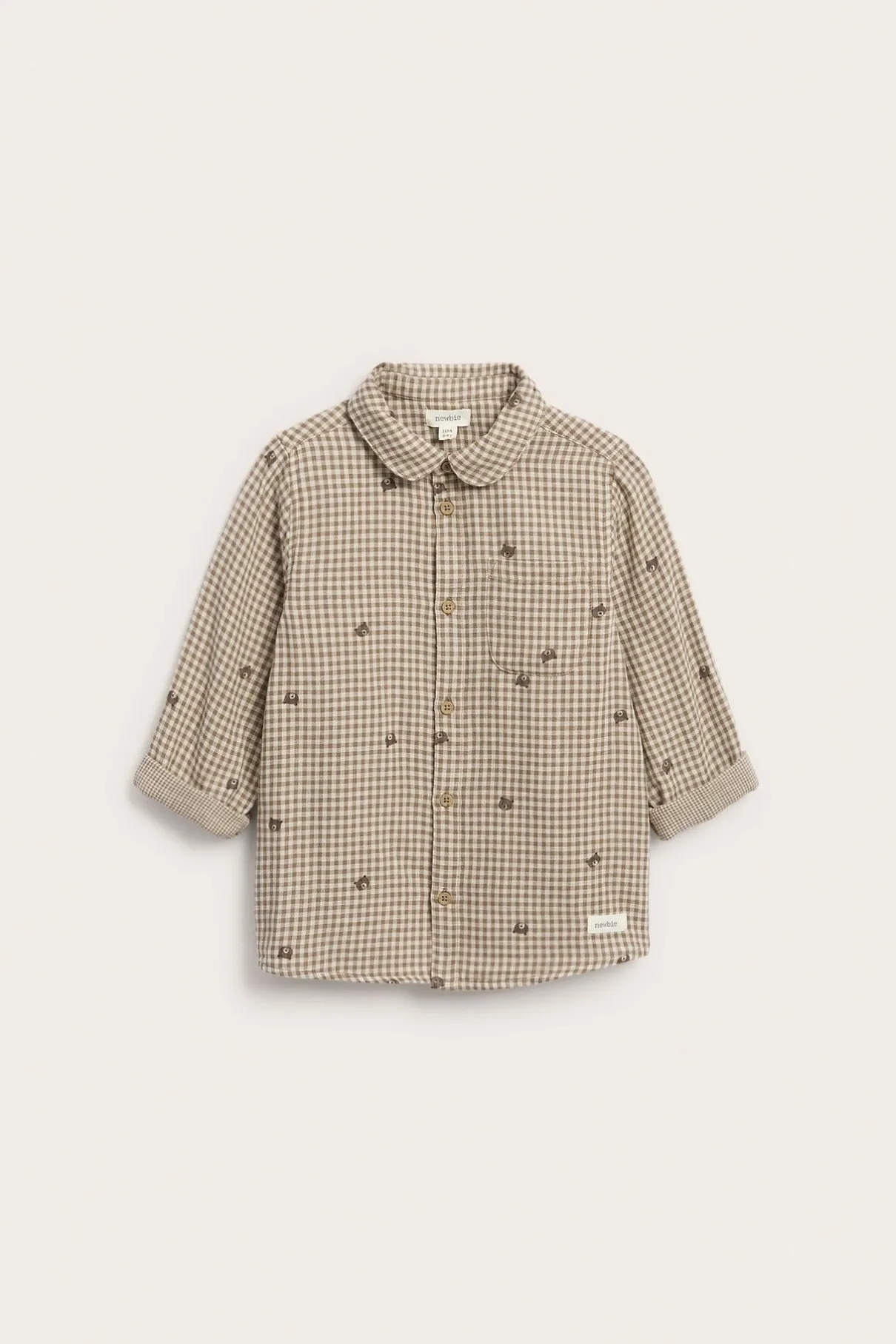 Kids checked shirt with teddy bear print