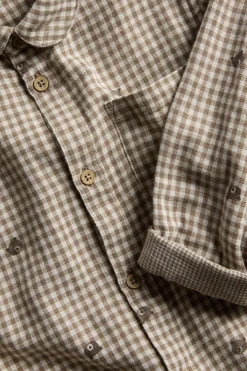 Kids checked shirt with teddy bear print