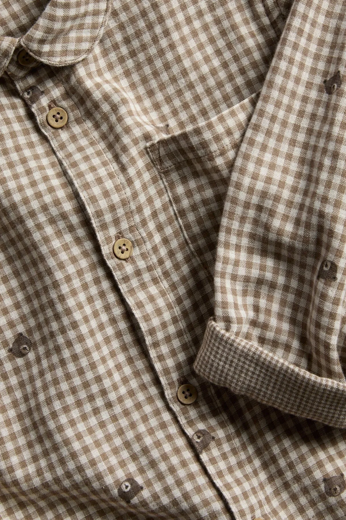 Kids checked shirt with teddy bear print