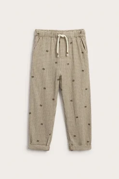 Kids checked trousers with drawstring