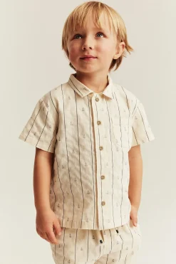 Kids cream shirt with sailboats