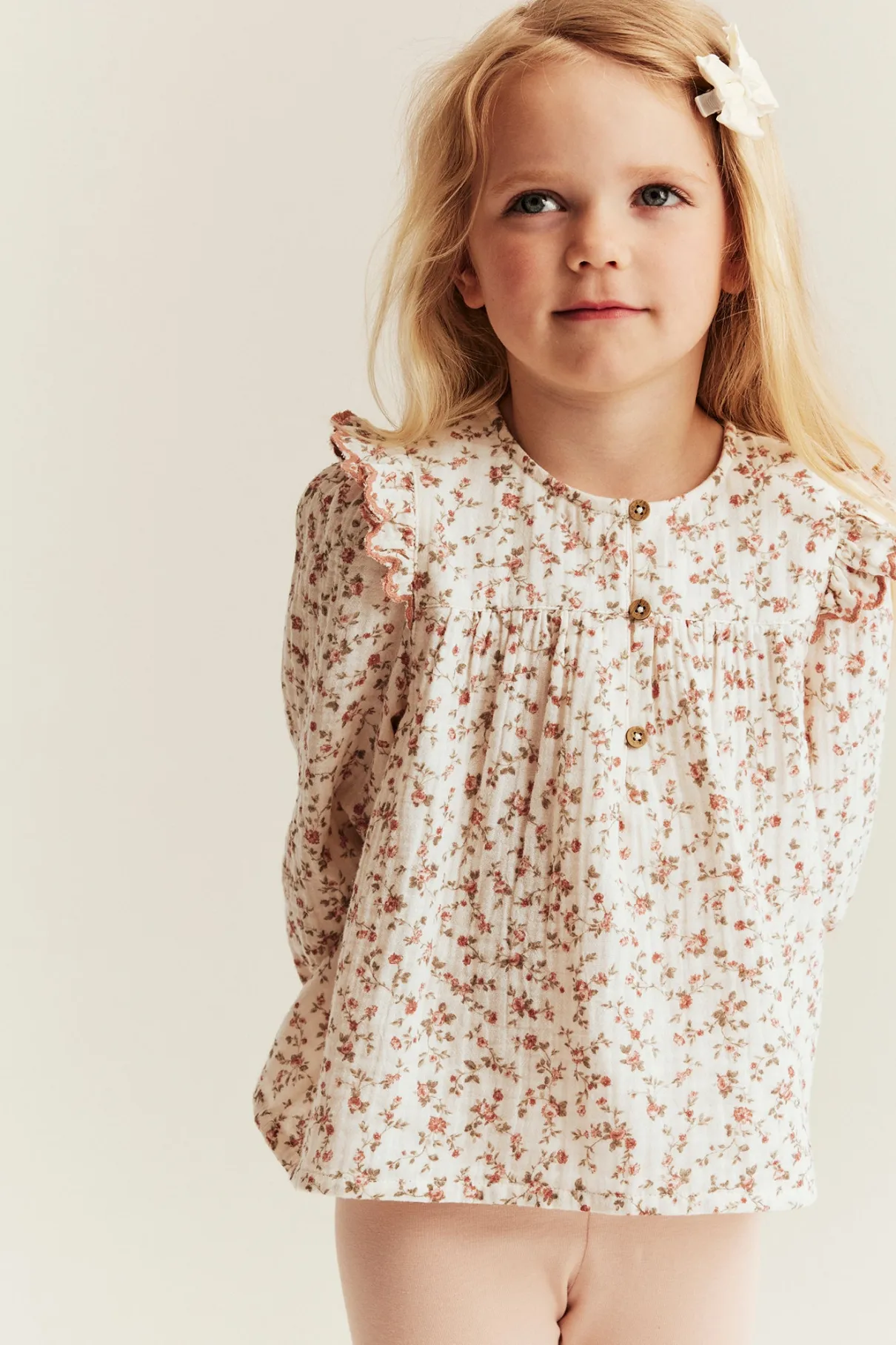 Kids ditsy floral muslin blouse