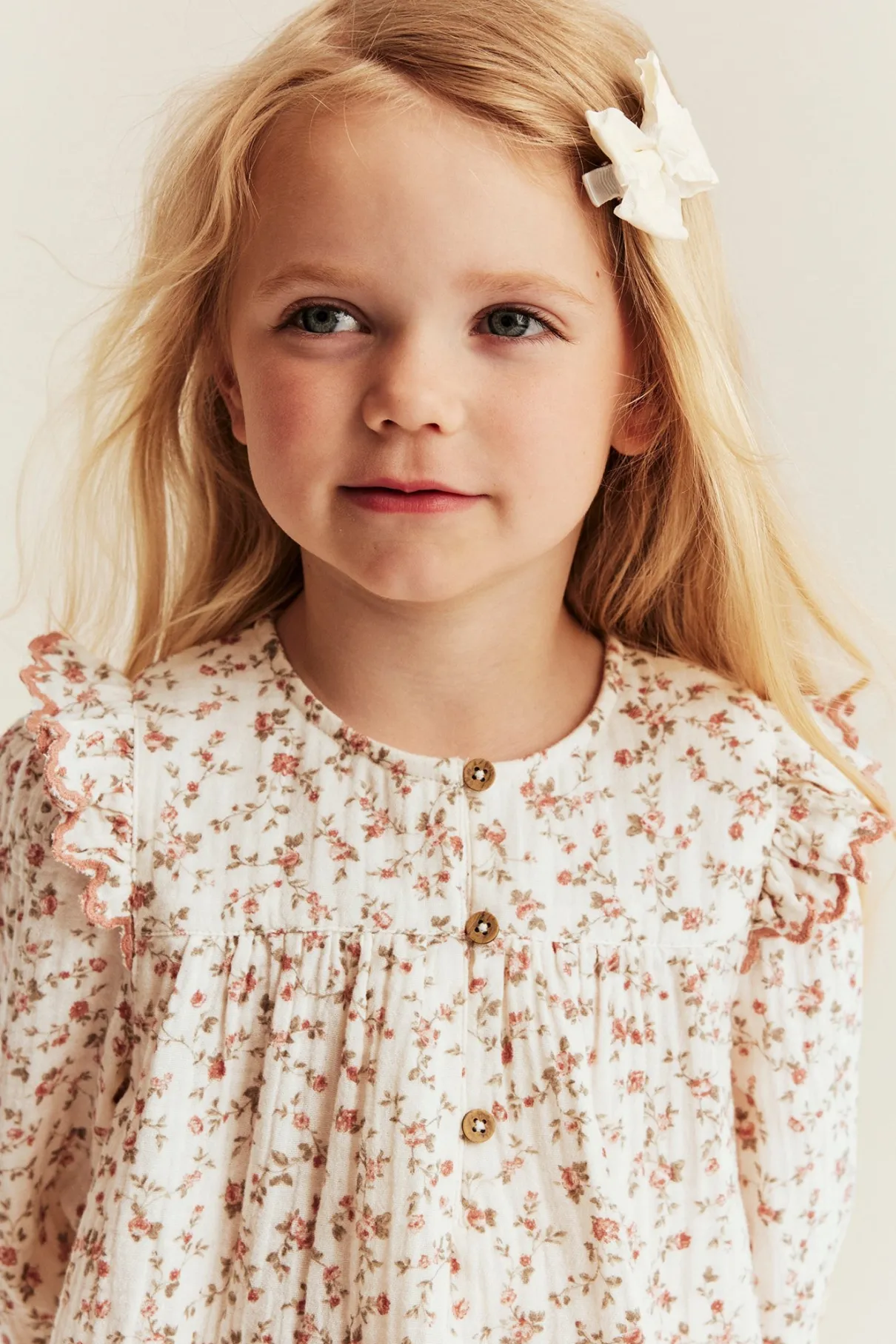 Kids ditsy floral muslin blouse